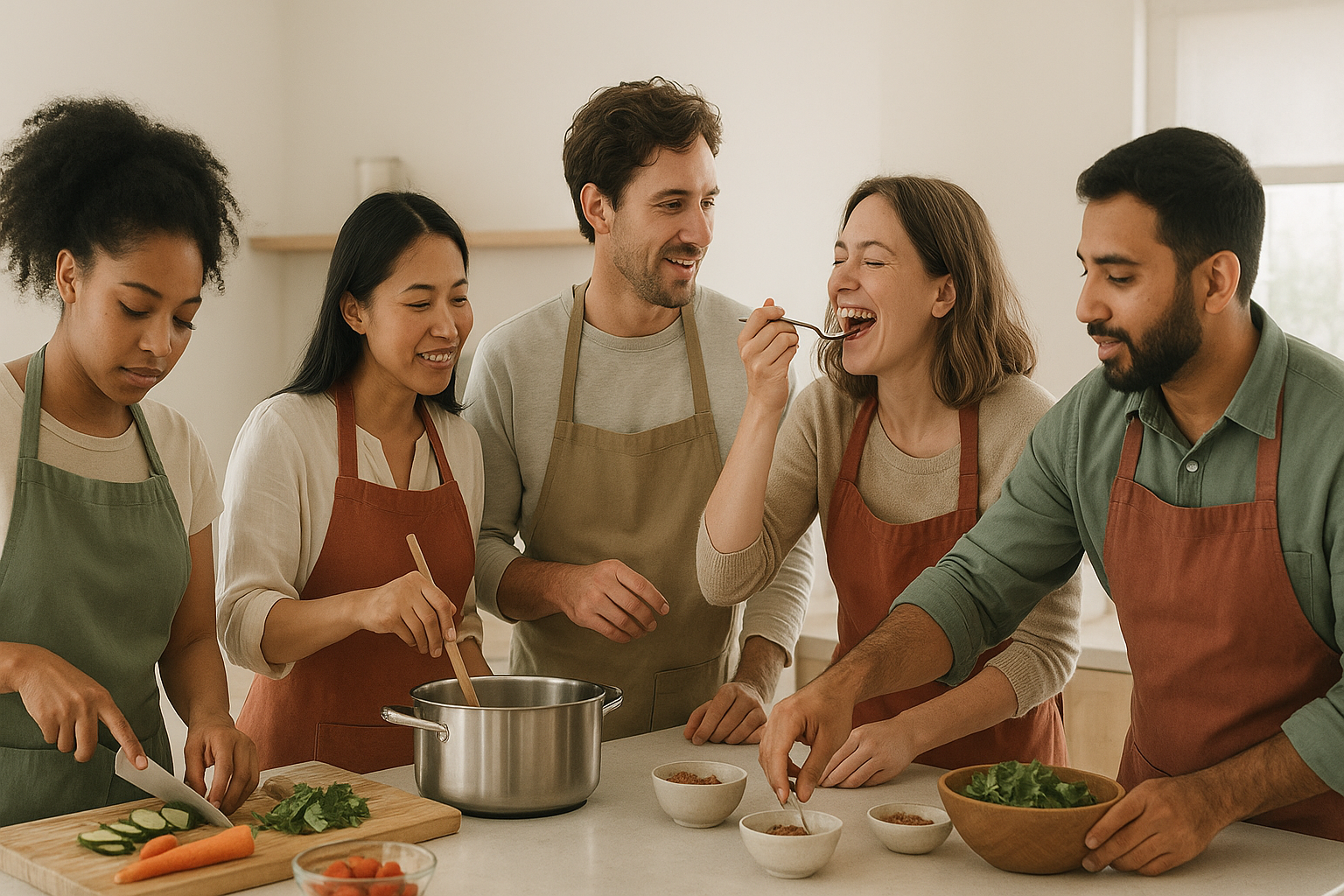 Cooking classes — teams enjoying the experience